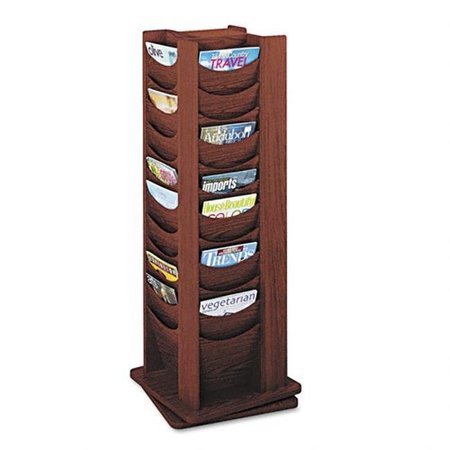 SAFCO Safco 4335MH Wood Rotary Magazine Display Rack with 48 Pockets in Mahogany 4335MH